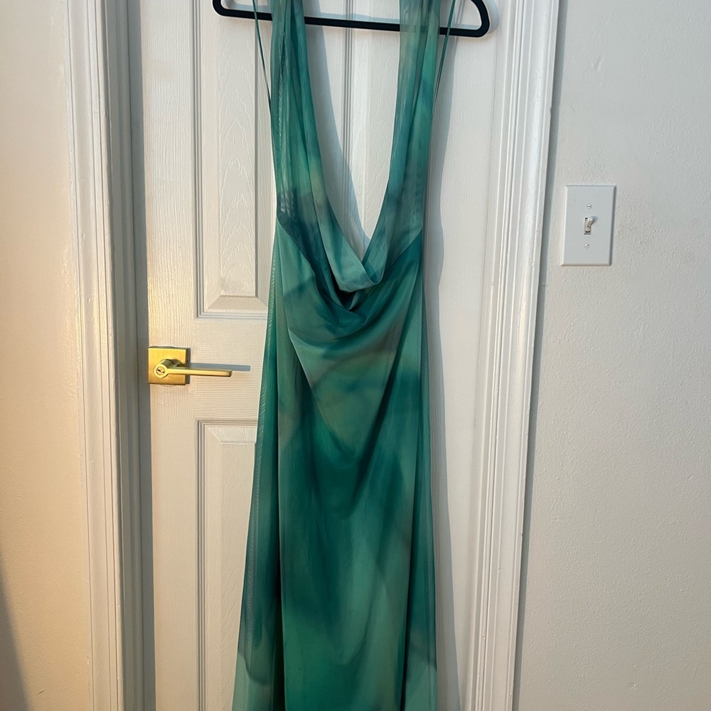 Zara teal backless maxi dress.